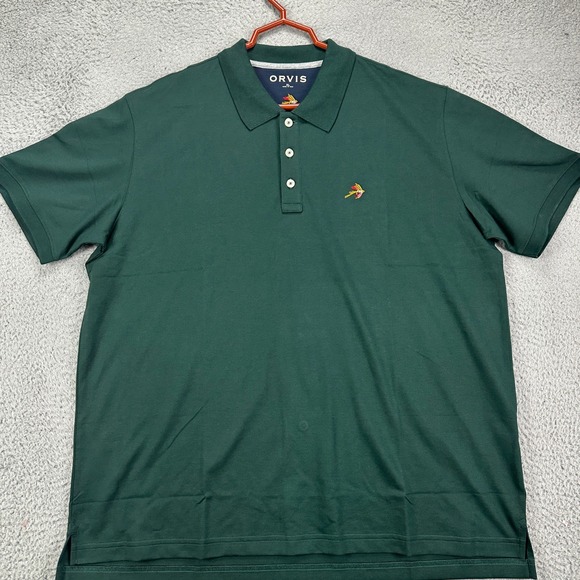 Orvis Pima Cotton Blend Shirt Polo Mens XL Gren Fly Fishing Rugby Stretch Logo - Picture 3 of 8